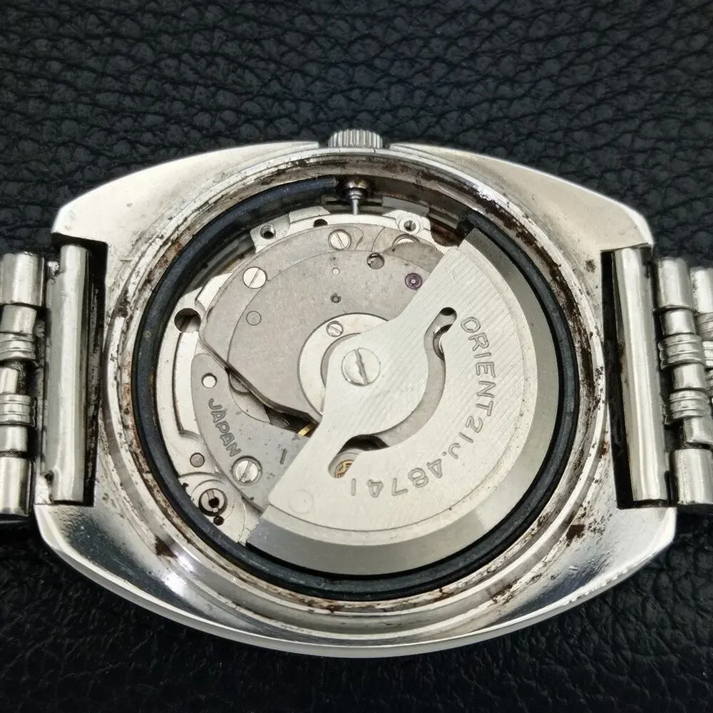 Vintage 1988 Orient Automatic Mens Silver Watch W/daydate & Gold accents